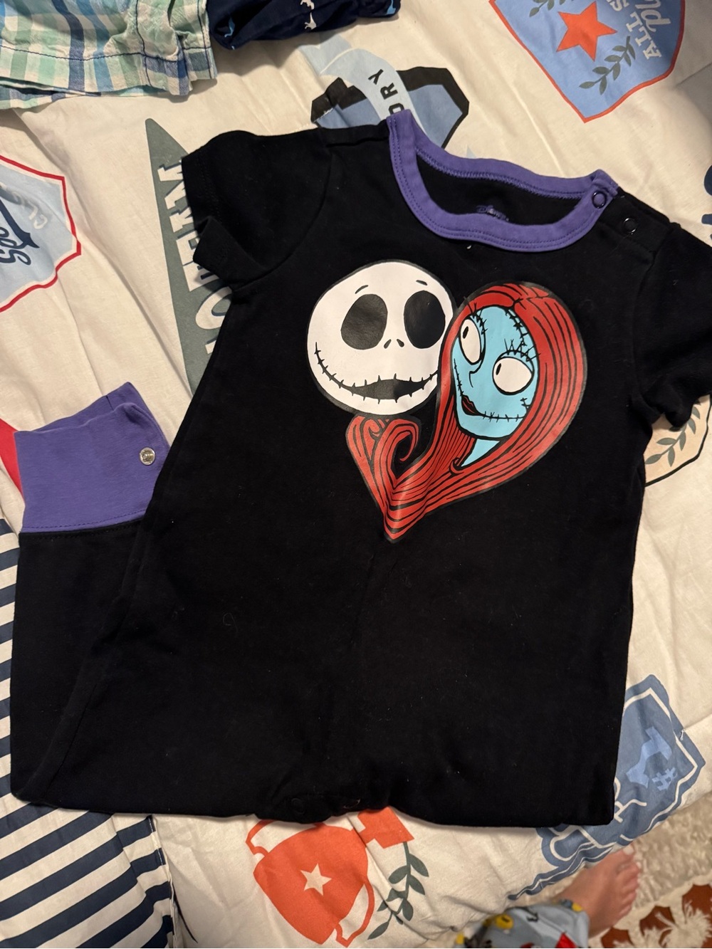 Disney Parks The Nightmare Before Christmas Jack & Sally Black Sleep Romper